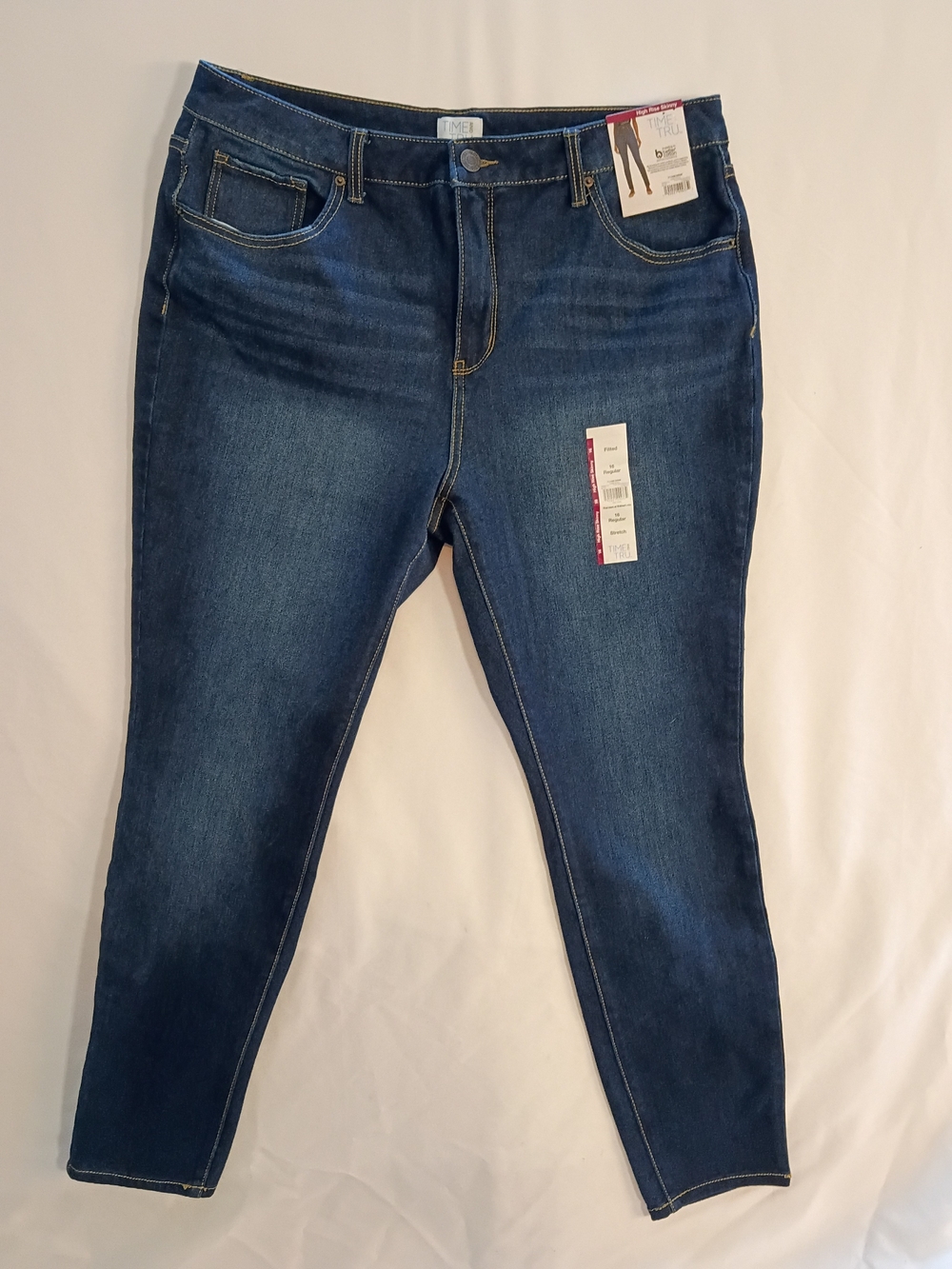 Time and Tru Women’s High Rise Skinny Jeans – Size 16 Regular – Dark Wash – New
